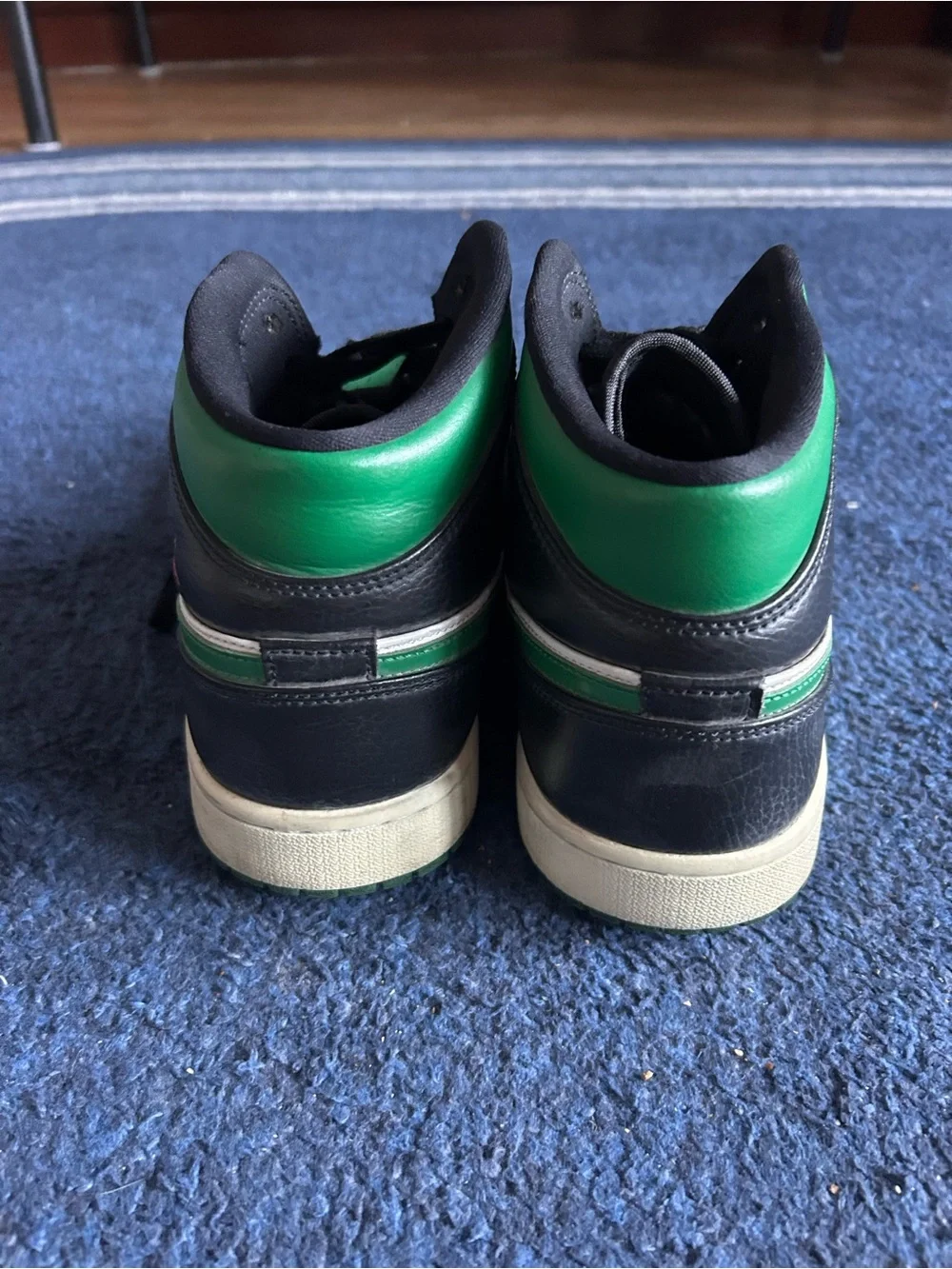 Jordan Green Black White High-Top Sneakers with Red Wing Logo
